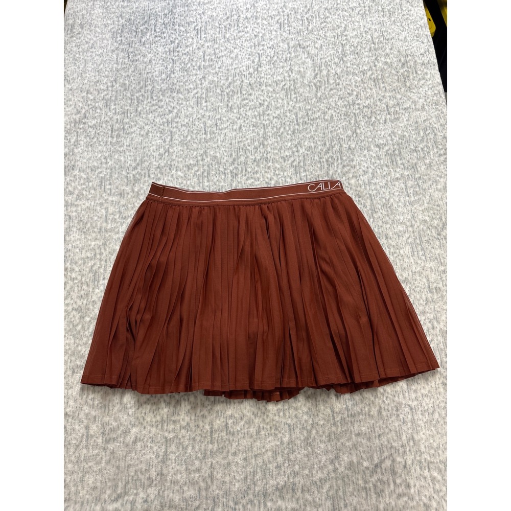 CALIA Court Collection High Rise Pleated Mesh Skort Red Brown Large WAX15225
